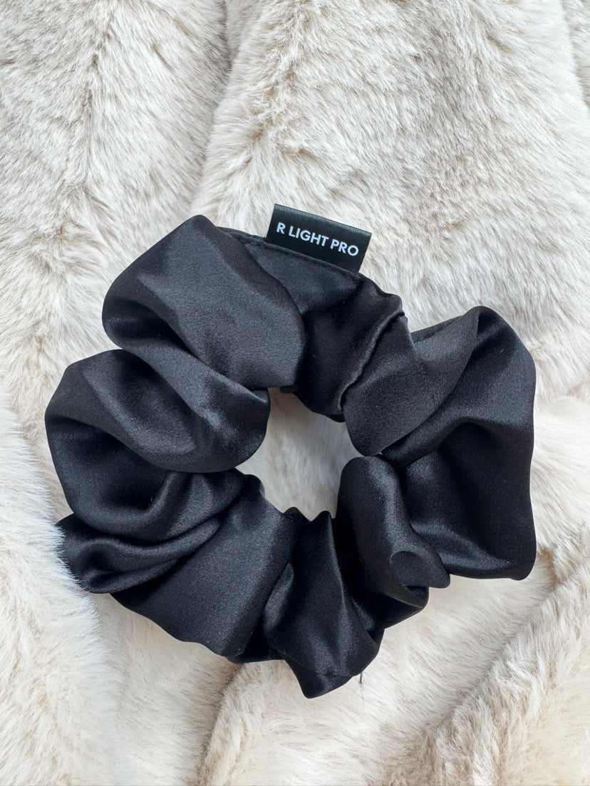 Chouchou noir Haute Couture – Soie de mûrier 100 % naturelle