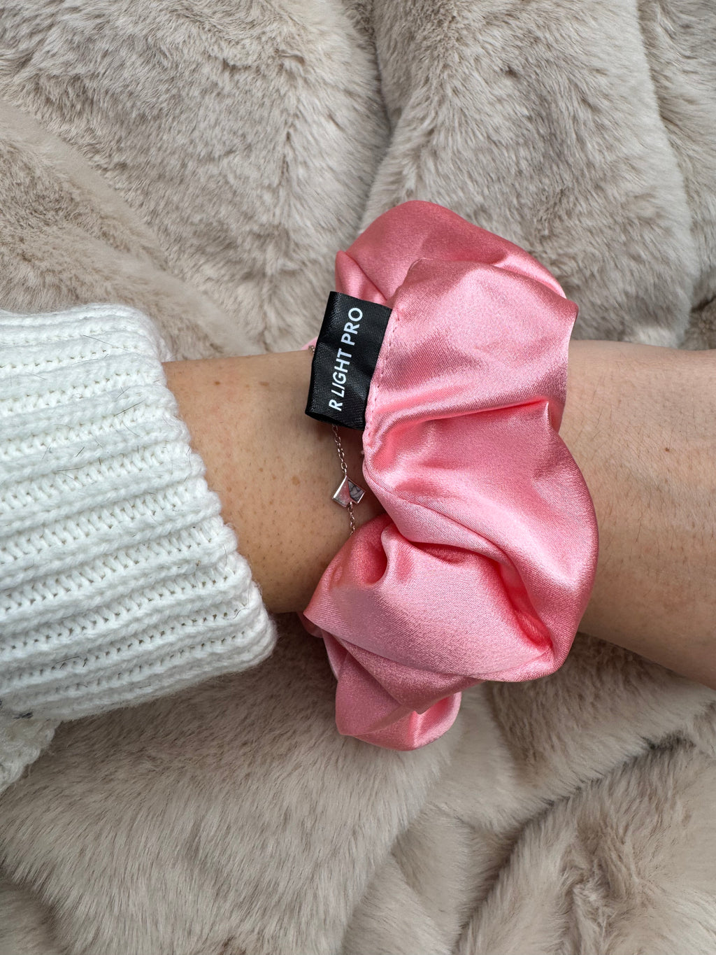Chouchou rose en soie de mûrier